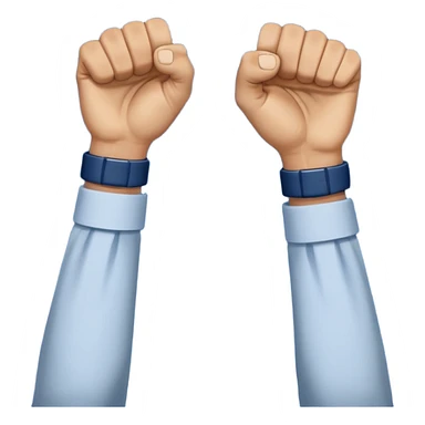 two raised hands in celebration with dark blue check between  sticker