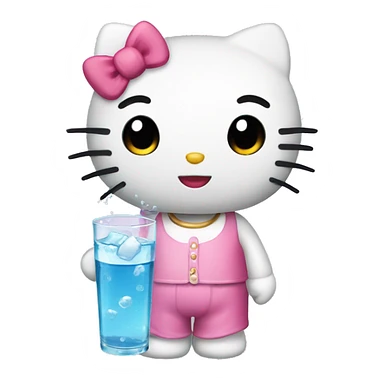 Hello kitty holding glass of water  sticker