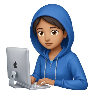 i am a brown south asian girl wearing a blue hoodie about to do a lot of computer work sticker