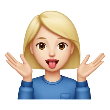 tongue out with hands on the side sticker