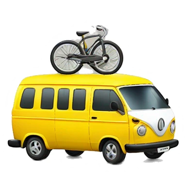 yellow  van  with two wheels at the back and one wheel at the front ￼ sticker