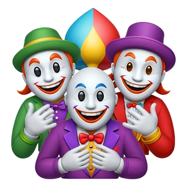 3 poker cards, with crazy colorful human jolly jokers inside sticker