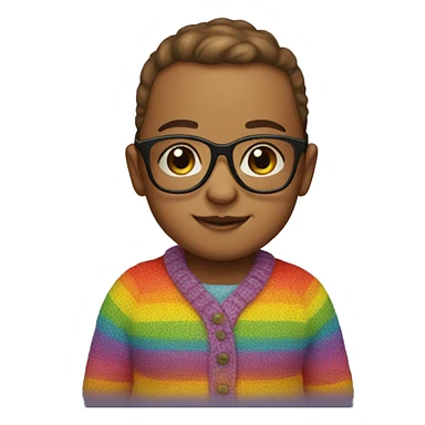 Create a baby wearing glasses and a rainbow sweater sticker