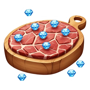 Meat with diamond textur and blue color sticker