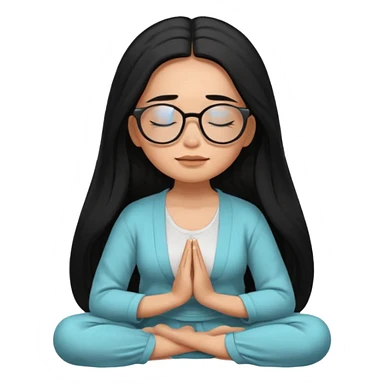 A Mexican woman, tan skin,  with long black hair and big square glasses meditating  sticker