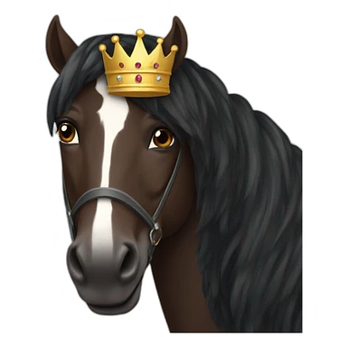 dark brown horse with a crown sticker