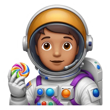 Cosmic astronaut holding a colorful candy, astro runtz sticker