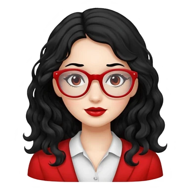 Beautiful girl,Black hair,wavy hair，long hair,Black eyes,Chinese rojo y lentes sticker