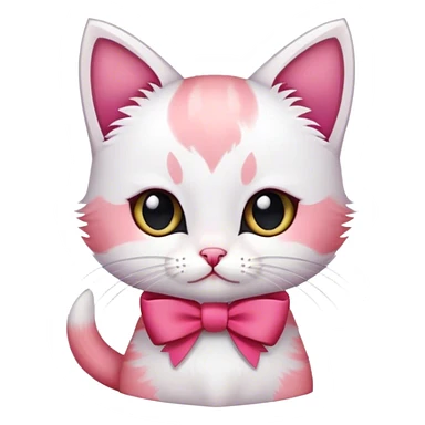 Mały biało rudo czarny kotek z różową kokardką  sticker