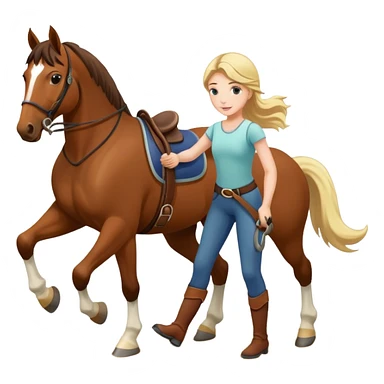 girl doing groundwork with a horse sticker