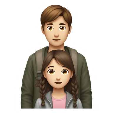 Girl with brown hair with Korean boy sticker