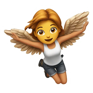 a girl flying with two grilled chicken wings on her back sticker