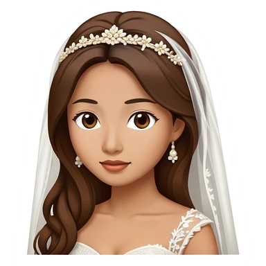 asian bride with long brown hair sticker