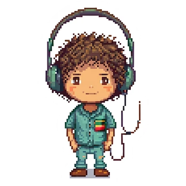 Mexican boy with curly hair who is a DJ sticker