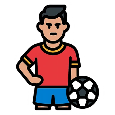 color outline icon of Ronaldo with soccer ball sticker