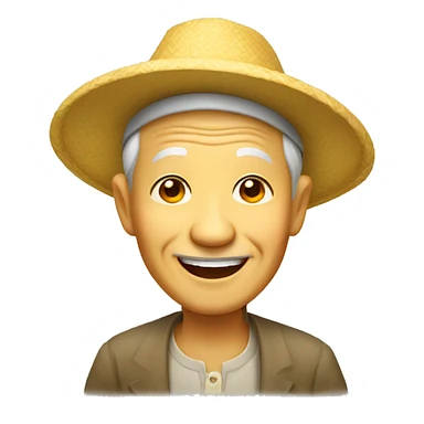 yellow smiling old Vietnamese man with hat sticker