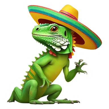 Iguana wearing a mexican sombrero sticker