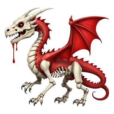  skeletal skeleton bone dragon with some blood dripping sticker