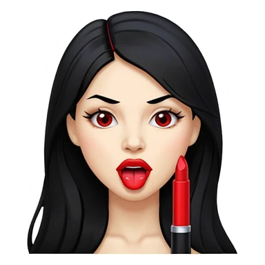 femme longs cheveux noire peau claire qui nargue en tirant la langue sticker