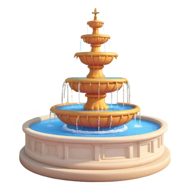 Casa Bonita Fountain, 3D style, realistic water, ornate details, centerpiece sticker