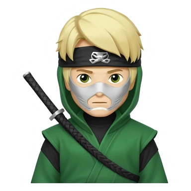 Green ninja Lloyd garmadon blonde hair, kaptur hoody on his head but blonde grzywka visible  sticker