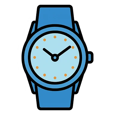 blue watch icon, color outline style sticker