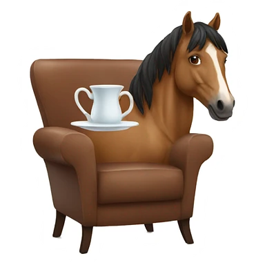 horse drinking tea looking at camera sitting in a chair sticker