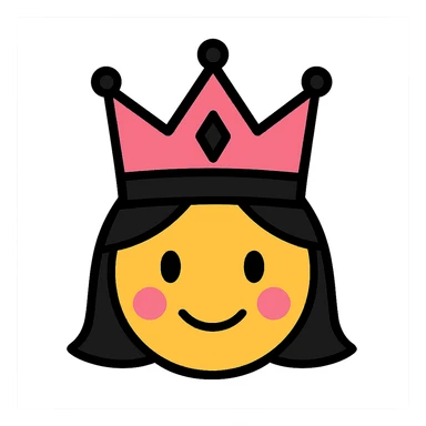 BLACKPINK-inspired emoji with black and pink crown, simple and bold style sticker