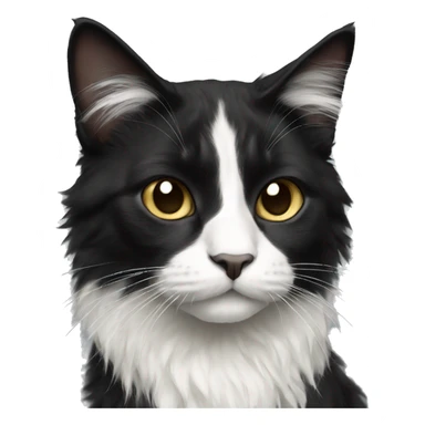 black and white cat long haired sticker