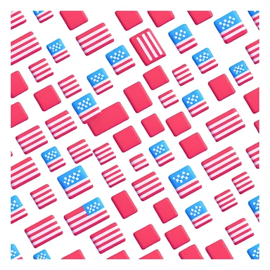 USA flag minimal 3D emoji style, red and white stripes, blue square in the corner, no details, no text, 3D effect sticker