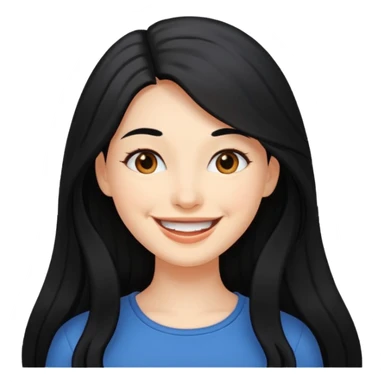 a happy woman with long black hair sticker