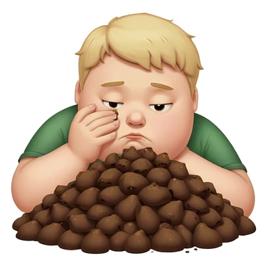 Fat white boy smelling a pile of poo  sticker