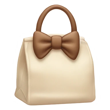 cream bag with pastel brown bow sticker