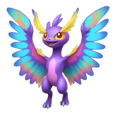 Colorful Neon Colors Vibrant Colors Flying Fakémon-Pokémon-Creature Full Body sticker
