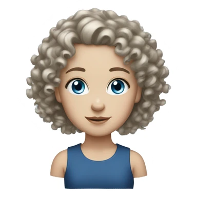 White girl curly hair blue eyes sticker