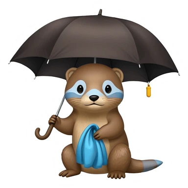 Loutre mignonne qui porte un parapluie dans sa main gauche  sticker