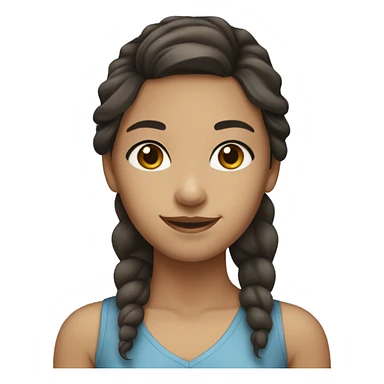 Girl with light olive skin, dark brown hair and blue-grey eyes smiling  sticker
