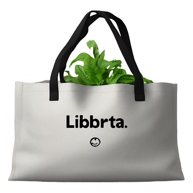 ecological bag of gray color with black inscription liberta sticker