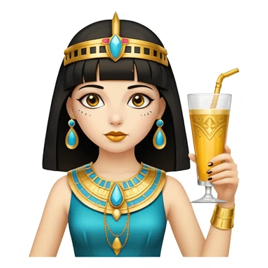 A girl in a cleopatra Halloween costume drinking  sticker