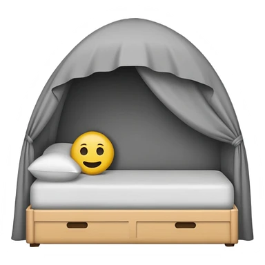 Minimalist emoji-style sticker of a bed with a covered figure and something strange peeking out from underneath. Grayscale only, simple icon.

 sticker