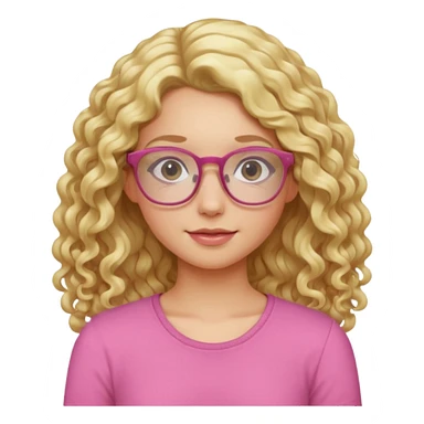 blond girl with glasses long curly hair pink top sticker