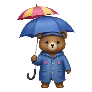 Bear with umbrella hat sticker