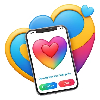  smartphone showing a colorful photo social media post with a heart and image icon sticker