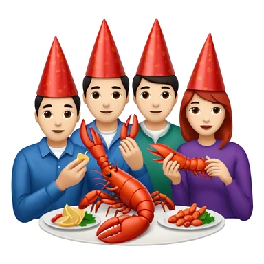 Too many people eating lobster at a family party sticker