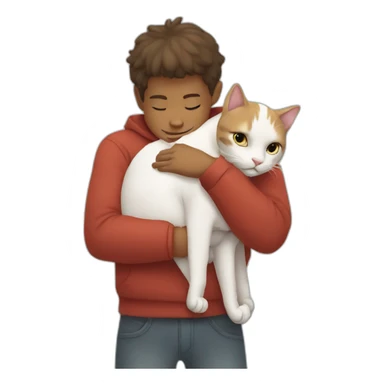 Cat in arms of boy sticker