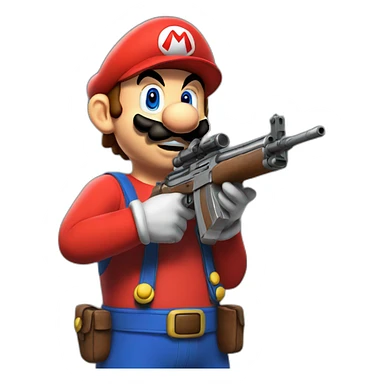 mario with rifle sticker