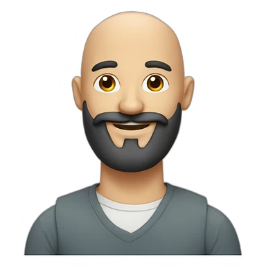a happy bald man with moustache and long black beard sticker