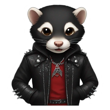 Red ferret wearing black gothic heavy metal clothing sticker