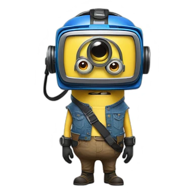 minion with a PSVR headset on his head sticker