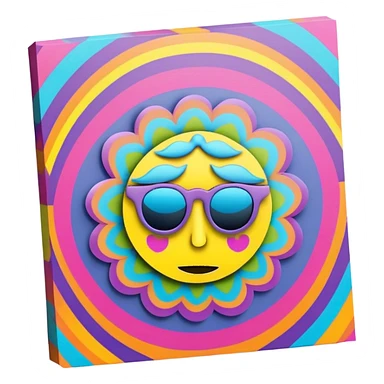 3D, psychedelic colored hippie style sticky note sticker